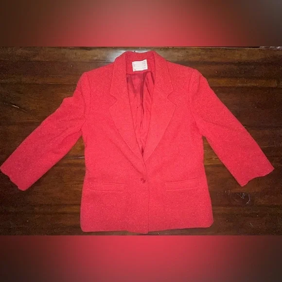 Pendleton Red 100%Virgin Wool ButtonUP Blazer Size Petite - Picture 1 of 6